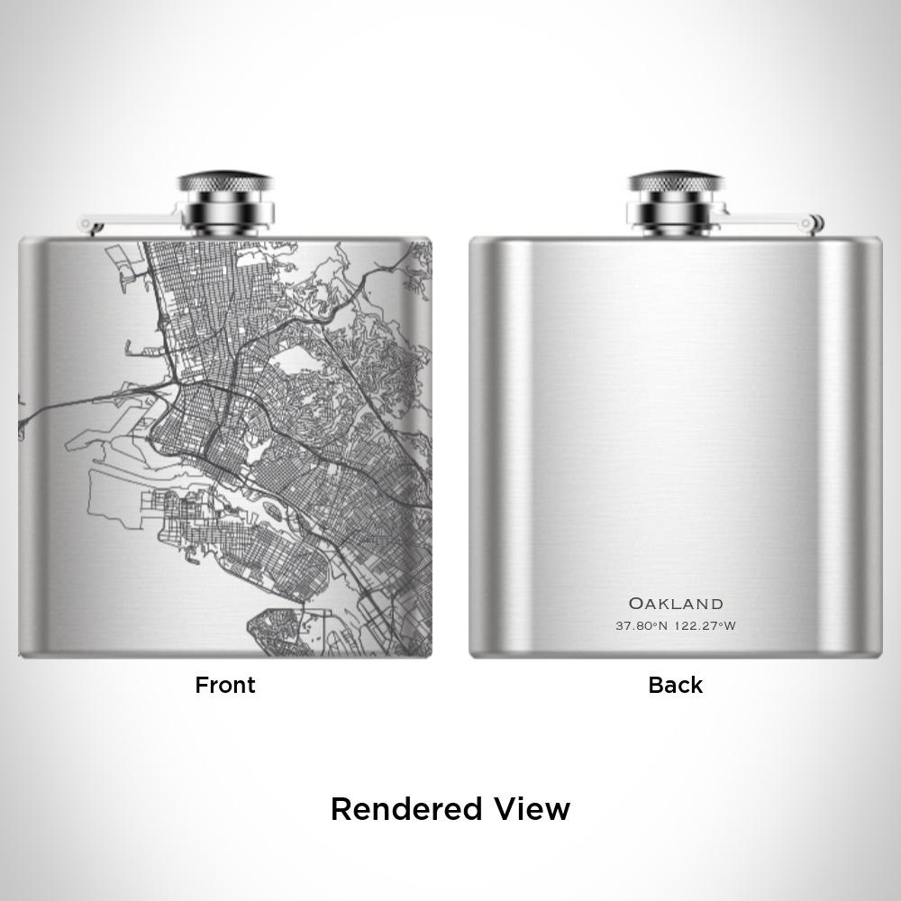Oakland California Map Hip Flask – Custom Engraved 6oz Flask with Canvas Bag & Funnel