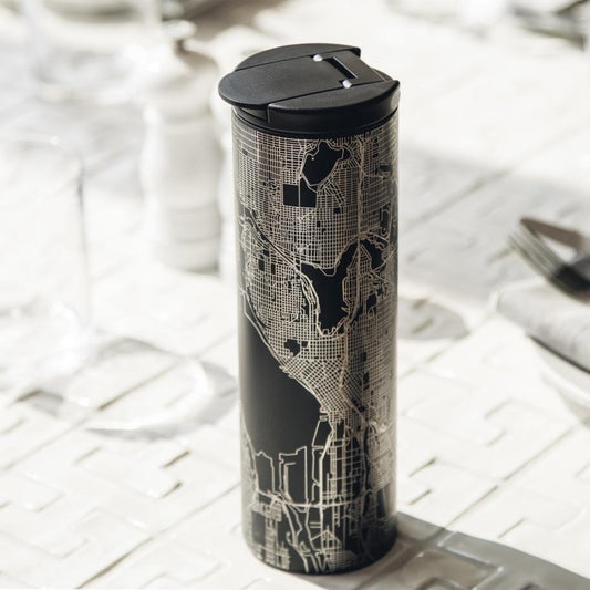 San Antonio Texas Map Tumbler – Custom Engraved 17oz Matte Black Insulated Stainless Steel Coffee Cup