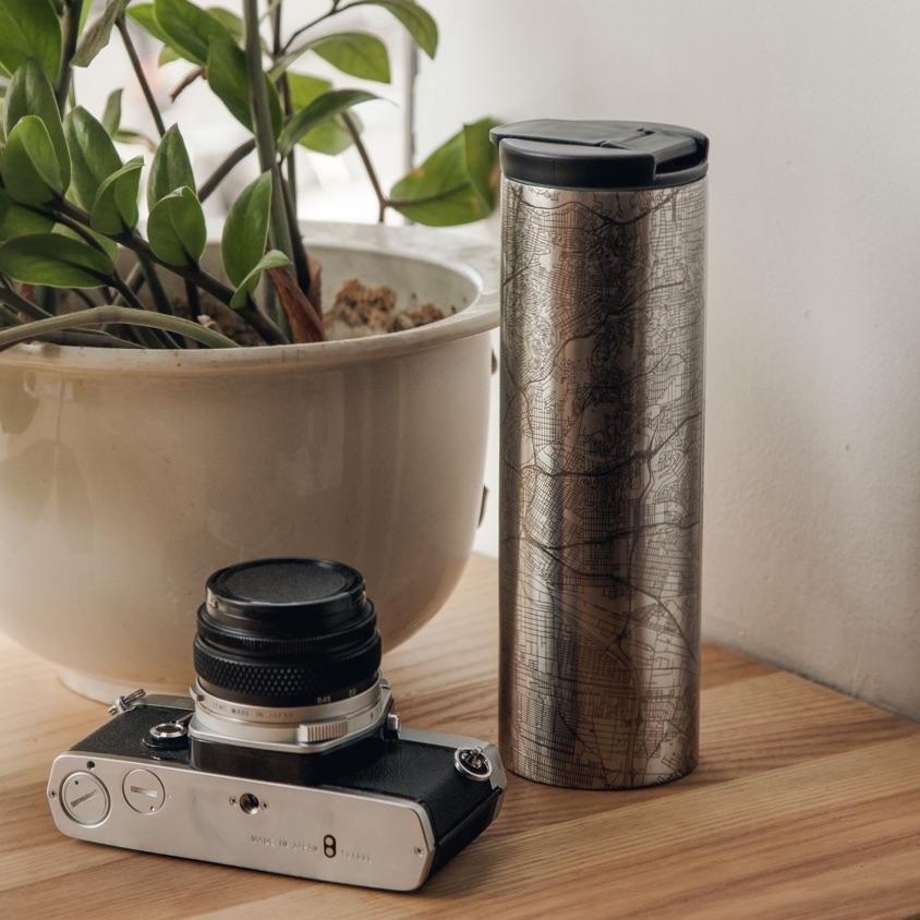 Yellowstone National Park Wyoming Map Tumbler – Custom Engraved 17oz Insulated Stainless Steel Coffee Cup
