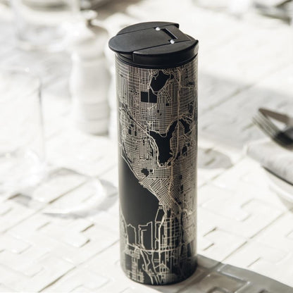 Austin Texas Map Tumbler – Custom Engraved 17oz Matte Black Insulated Stainless Steel Coffee Cup