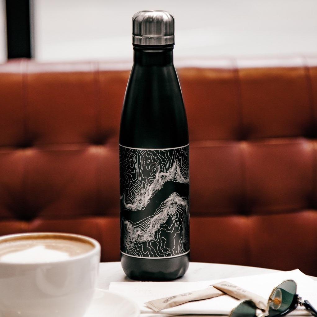 Chesapeake Virginia Map Bottle – Custom Engraved 17oz Matte Black Insulated Stainless Steel Water Bottle