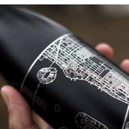 Cincinnati Ohio Map Bottle – Custom Engraved 17oz Matte Black Insulated Stainless Steel Bottle