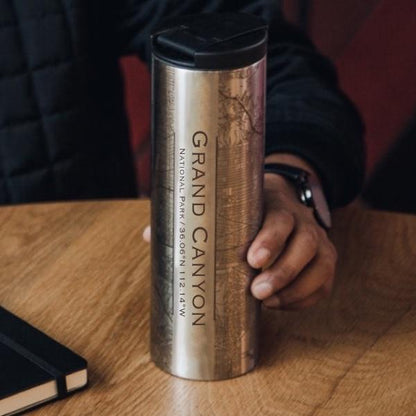 Grand Canyon National Park Arizona Map Tumbler – Custom Engraved 17oz Insulated Stainless Steel Coffee Cup