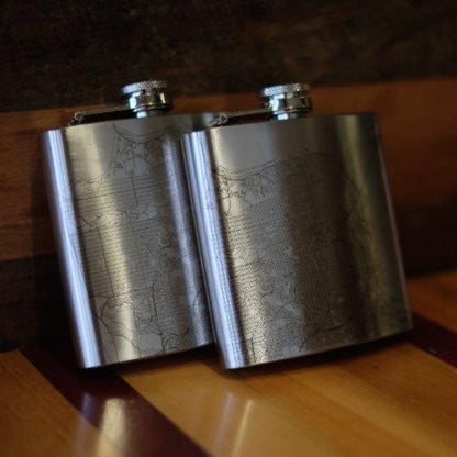 Grand Teton National Park Wyoming Hip Flask – Custom Engraved 6oz Stainless Steel Flask with Canvas Bag & Funnel