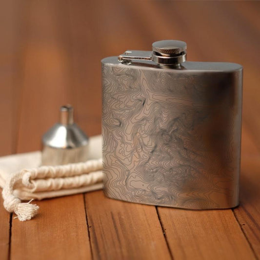 Grand Teton National Park Wyoming Hip Flask – Custom Engraved 6oz Stainless Steel Flask with Canvas Bag & Funnel