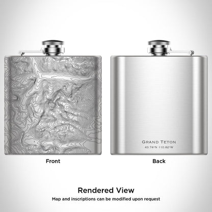 Grand Teton National Park Wyoming Hip Flask – Custom Engraved 6oz Stainless Steel Flask with Canvas Bag & Funnel