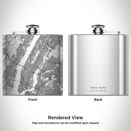 New York City Map Hip Flask – Custom Engraved 6oz Personalised Flask with Canvas Bag & Funnel