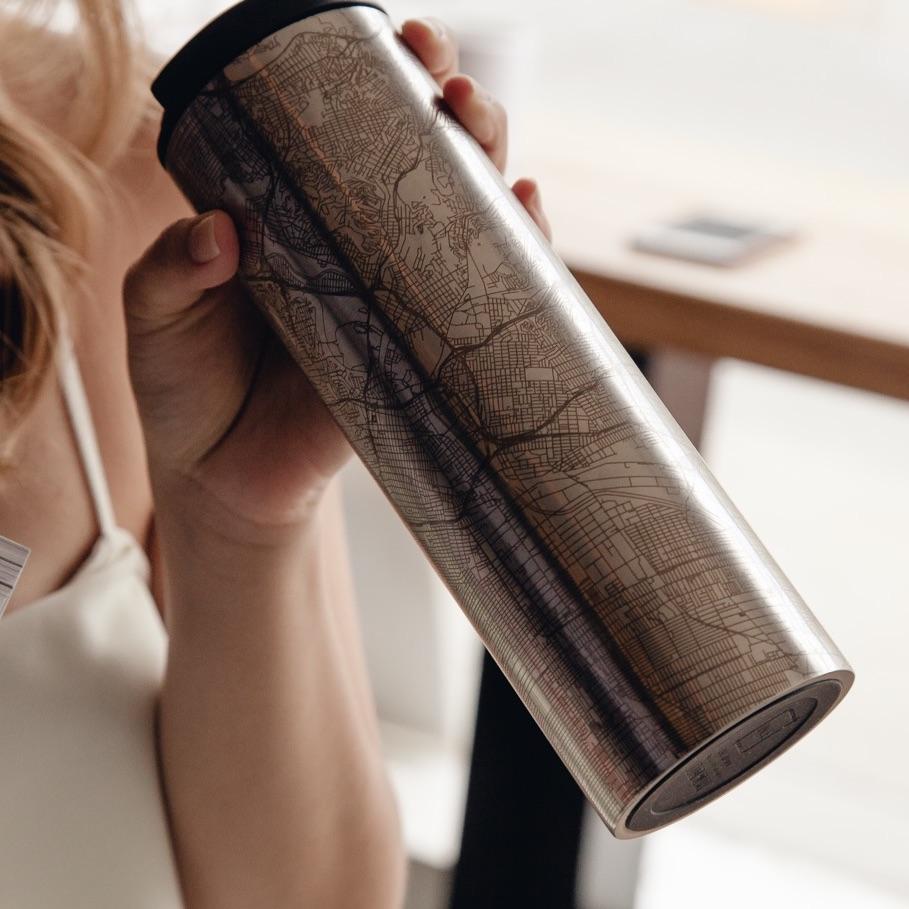 New York City Map Tumbler – Custom Engraved 17oz Insulated Stainless Steel Coffee Cup