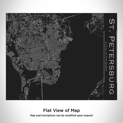 St. Petersburg Florida Map Bottle – Custom Engraved 20oz Insulated Stainless Steel Bottle with Bamboo Lid, Matte Black