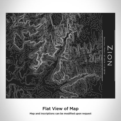 Zion National Park Utah Map Bottle – Custom Engraved 20oz Matte Black Insulated Stainless Steel Bottle with Bamboo Lid